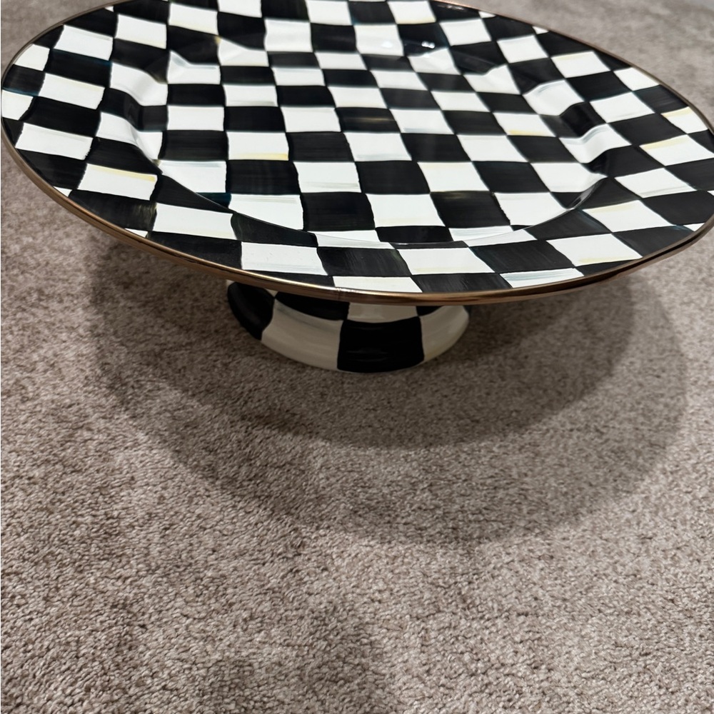 MacKenzie-Childs Black and White Checkered Cake Stand - Picture 4 of 8